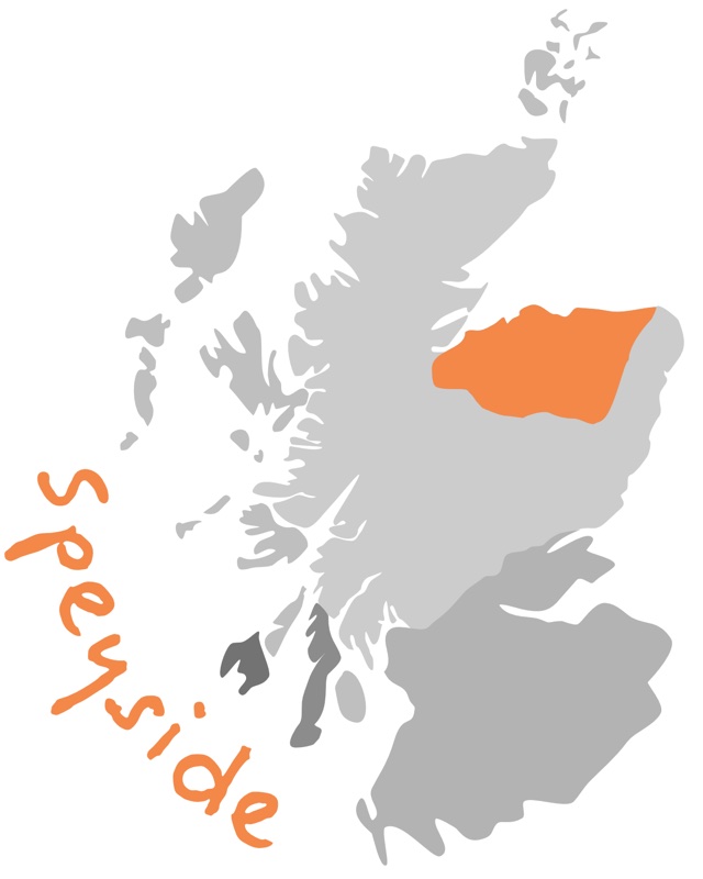 Map of Scotland with the Speyside region highlighted